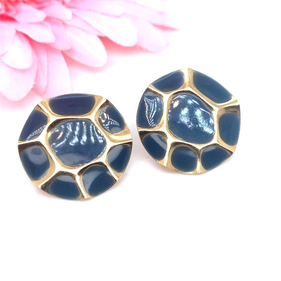 2/$10 Teal Blue and Gold Earrings - Picture 1 of 4